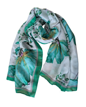 Foulard femme fleurie Azia-Vert