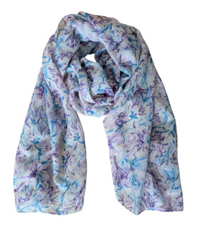 Foulard femme fleuri et dorures Cléophée-Parme