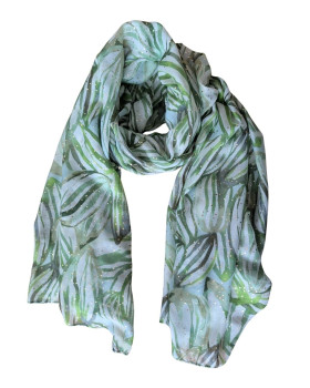 Foulard femme feuillages et dorures Danaë-Vert