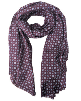 Echarpe femme bordeaux imprimés bleu et blancs Myriam