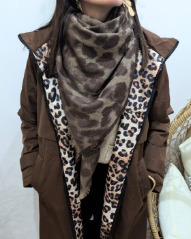 Echarpe motifs léopard liserés brillants-Marron