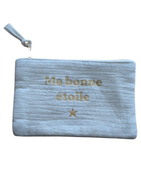 Petite pochette coton 10.5 X 16.5 cm ma bonne étoile doré-Beige