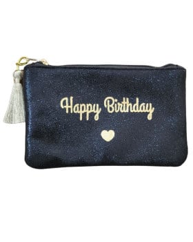 Petite pochette pailletée Happy Birthday-Noir