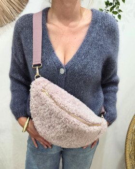 Sac banane femme moumoute Rosélina-Vieux rose