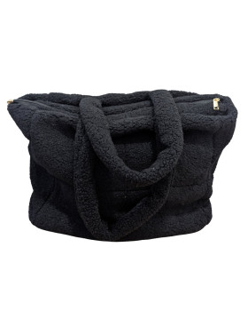 Sac cabas moumoute femme Théona-Noir