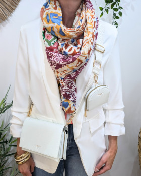 Foulard femme patchwork imprimés fleuris-Multicolore