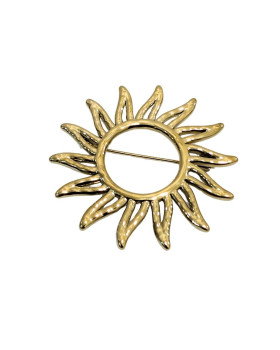 Broche acier doré soleil