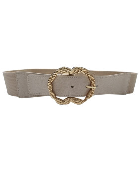Ceinture élastique boucle ovale torsadée-Beige