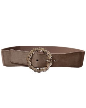 Ceinture élastique boucle dorée Ludovine-Camel