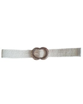 Ceinture femme paille boucle dorée Lyssandra-Beige