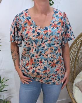 Blouse femme rose et bleue Julia