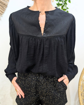 Chemisier femme fluide noir Yaëlle