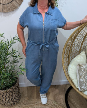 Combinaison femme grande taille Tencel Rosita-Bleu