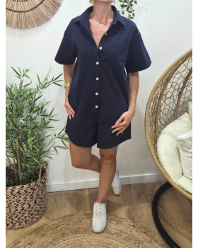 Combishort femme unie bleu marine