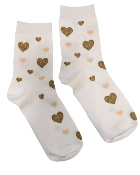 Chaussettes coeurs pailletés-Blanc