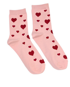 Chaussettes coeurs pailletés-Rose