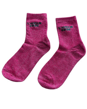 Chaussettes à paillettes femme L'amour infini-Rose fuchsia