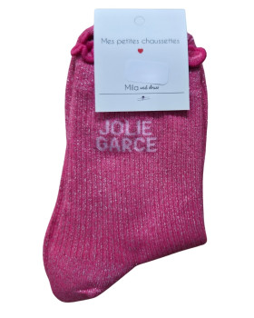 Chaussettes à paillettes JOLIE GARCE-Rose fuchsia