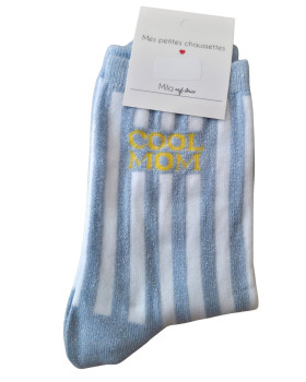 Chaussettes rayées à paillettes COOL MOM -Bleu