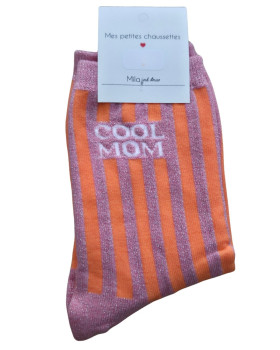 Chaussettes rayées à paillettes COOL MOM -Orange