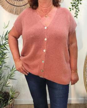 Gilet femme sans manche boutons nacrés Tahlia-Rose