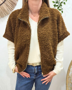 Gilet femme sans manche zippé Hestia-Camel