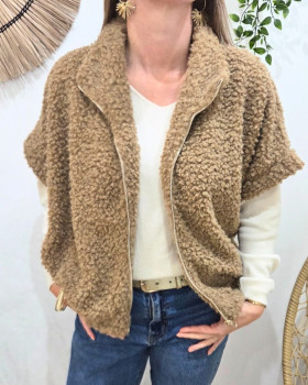 Gilet femme sans manche zippé Hestia-Camel clair