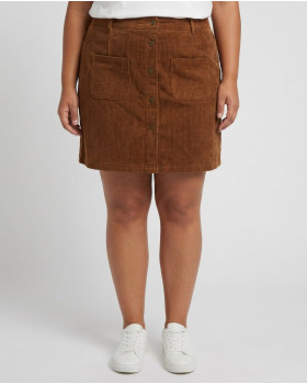 Jupe courte femme velours cotelé marron Tessa