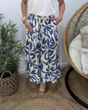Jupe longue femme fluide boutonnée Ottavia bleu