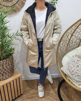 Parka femme dorée réversible doudoune noir Azylis