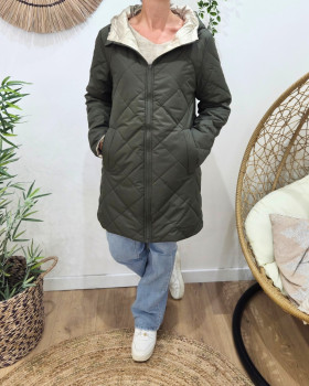 Parka femme kaki matelassée réversible dorée Victoria