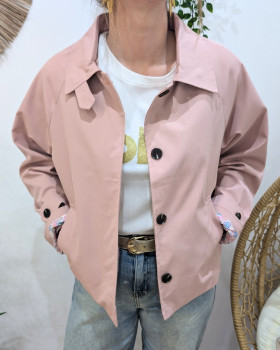 Manteau femme trench court rose intérieur liberty