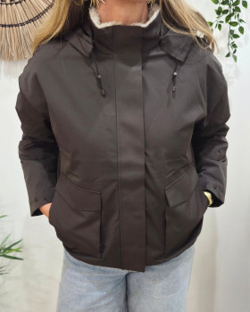 Parka femme marron fourrée beige Florbela