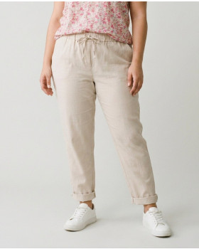 Pantalon femme fluide uni-Beige