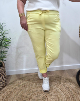 Pantalon fluide uni-Jaune