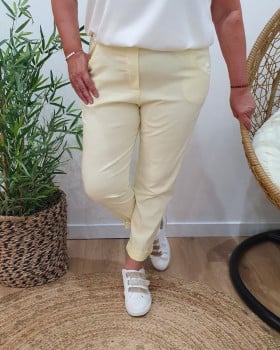 Pantalon fluide uni-Jaune