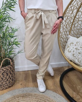 Pantalon fluide et large femme imprime floral uni