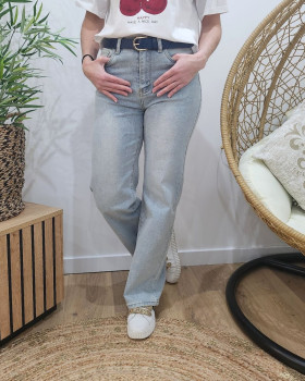 Jean femme bleu clair délavé Wide Leg