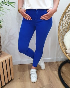 Jean femme bleu roi skinny taille haute 7/8