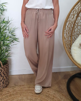 Pantalon fluide femme fin taupe Eméria