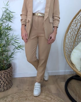 Pantalon de tailleur femme camel clair