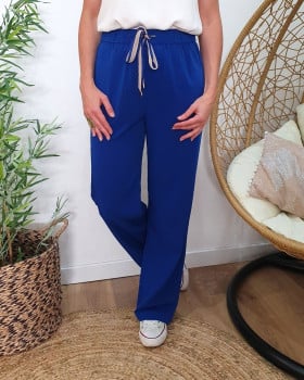 Pantalon femme fluide uni bleu roi Nellie