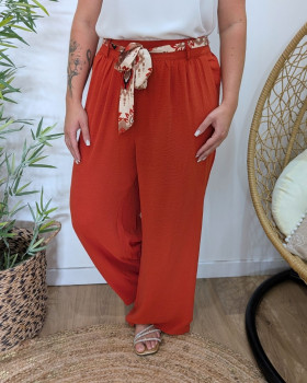 Pantalon femme fluide terracotta Yunaé