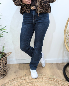 Jean femme droit bleu foncé coupe confort
