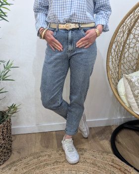 Jean femme mom bleu clair