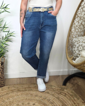 Jean femme mom bleu moyen