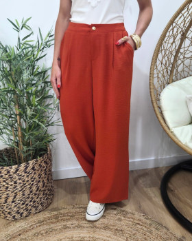 Pantalon femme fluide terracotta foncé Aricia