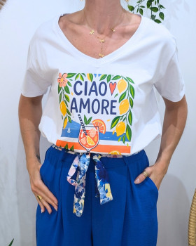 T-Shirt femme blanc Cocktail Cia Amore