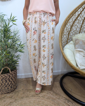 Pantalon femme fluide beige et kaki Gaudia