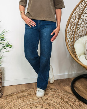Jean femme Wide leg bleu moyen coupe confort 
